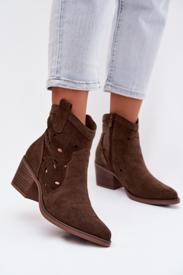 kauboistiilis naiste ankle boots lõikeelementidega CzekoladoĮe Nolvina 2