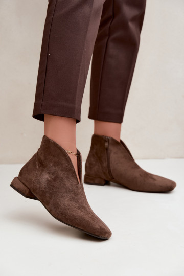 Khaki madalad säärebootsid Cut Out laiad kontsad Canella 2