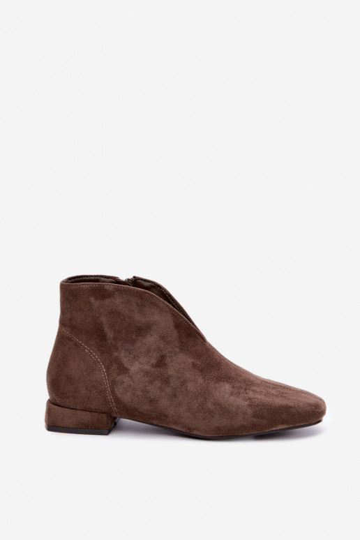 Khaki madalad säärebootsid Cut Out laiad kontsad Canella