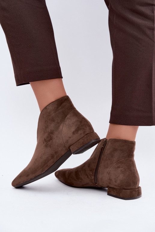 Khaki madalad säärebootsid Cut Out laiad kontsad Canella