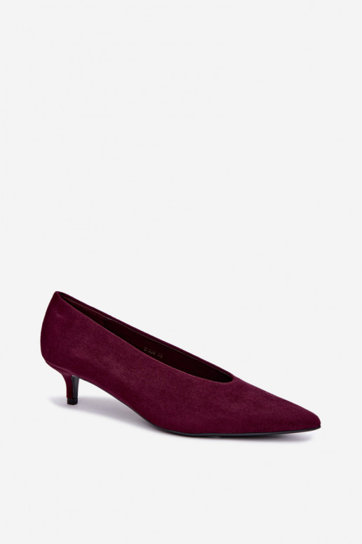 Bordo värvi sametised jalanõud Kitten Heel Nuretta