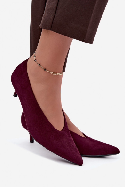 Bordo värvi sametised jalanõud Kitten Heel Nuretta