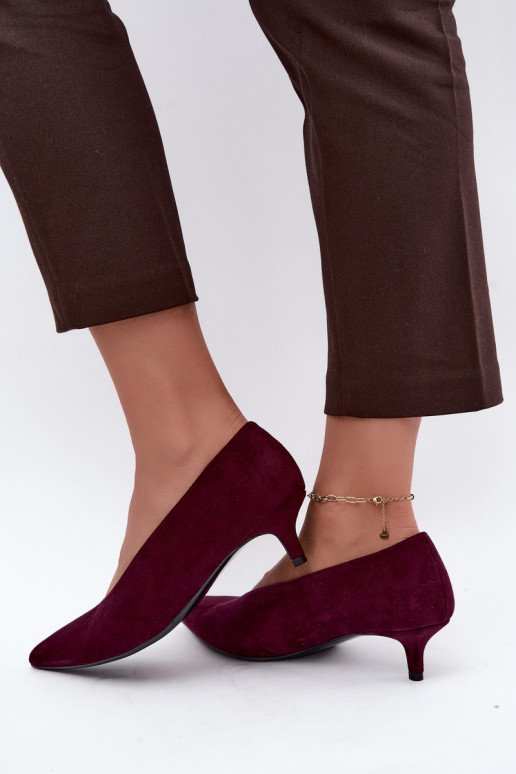 Bordo värvi sametised jalanõud Kitten Heel Nuretta