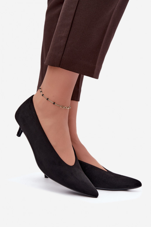 Mustad sametised jalanõud Kitten Heel Nuretta