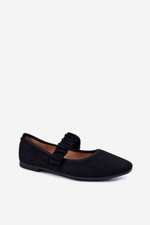 Mustad ballerinad raiutud rihmadega Loreya