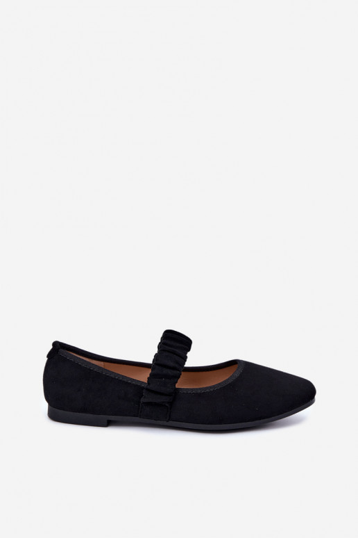 Mustad ballerinad raiutud rihmadega Loreya
