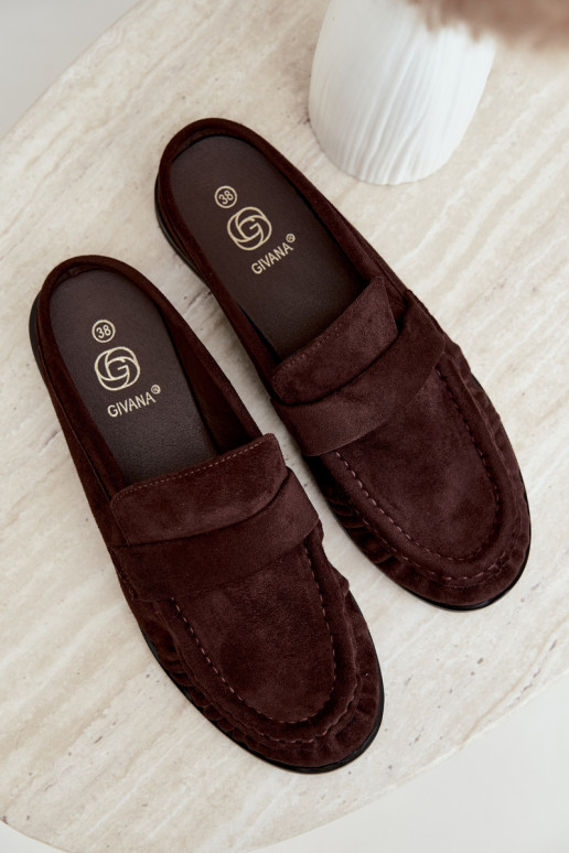 naiste mokasiinid avatud kandiga pruunis värvuses Parella