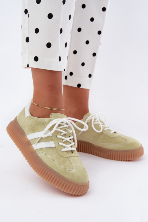 Lime kunstsuede spordijalatsid platvormiga