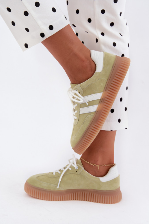 Lime kunstsuede spordijalatsid platvormiga