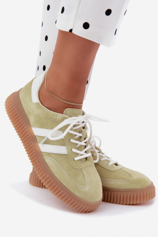 Lime kunstsuede spordijalatsid platvormiga