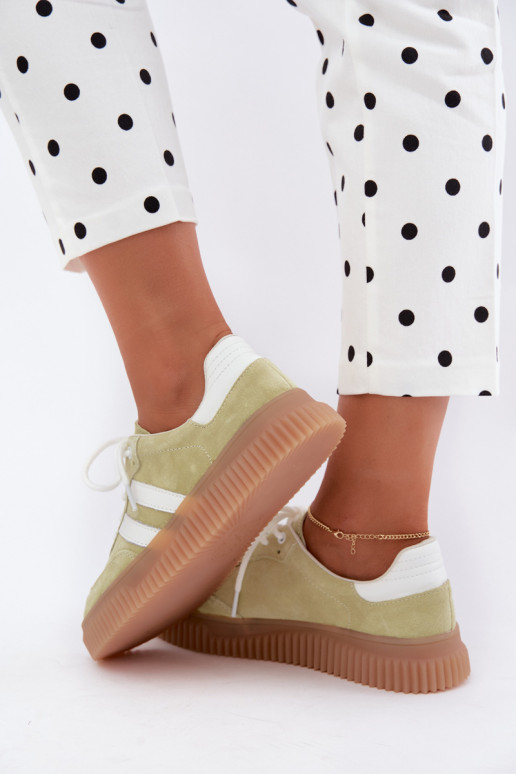 Lime kunstsuede spordijalatsid platvormiga