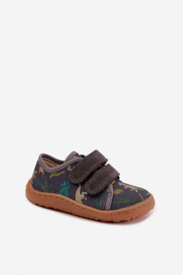 Laste Barefoot sussid dinosaurustega Froddo Canvas G1700440-31 Hall