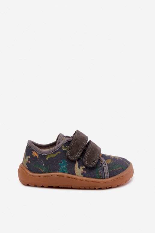 Laste Barefoot sussid dinosaurustega Froddo Canvas G1700440-31 Hall