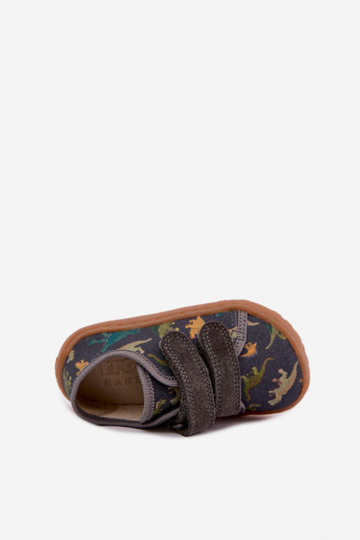 Laste Barefoot sussid dinosaurustega Froddo Canvas G1700440-31 Hall