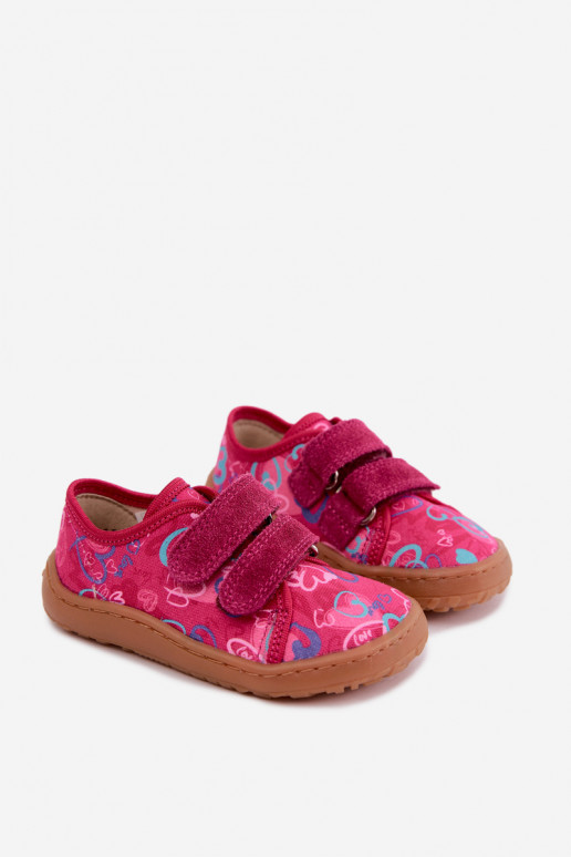 Laste Barefoot sussid südamega Froddo Canvas G1700440-24 Roosa