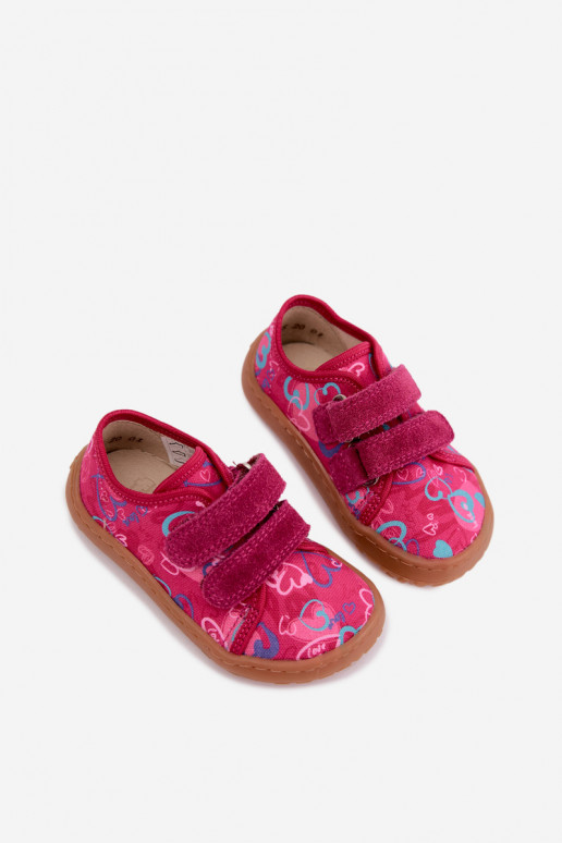 Laste Barefoot sussid südamega Froddo Canvas G1700440-24 Roosa