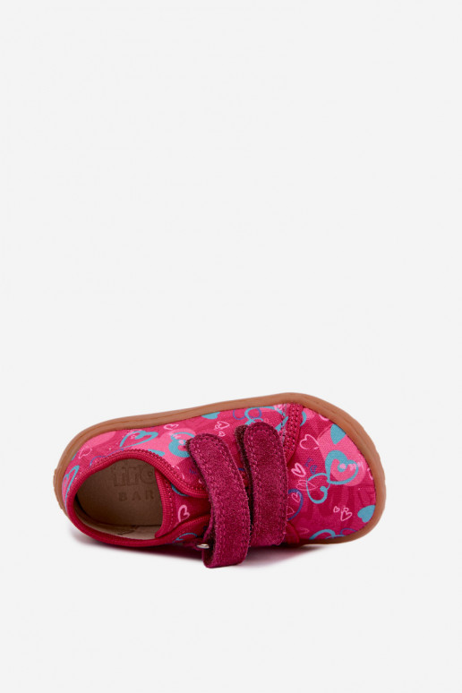 Laste Barefoot sussid südamega Froddo Canvas G1700440-24 Roosa