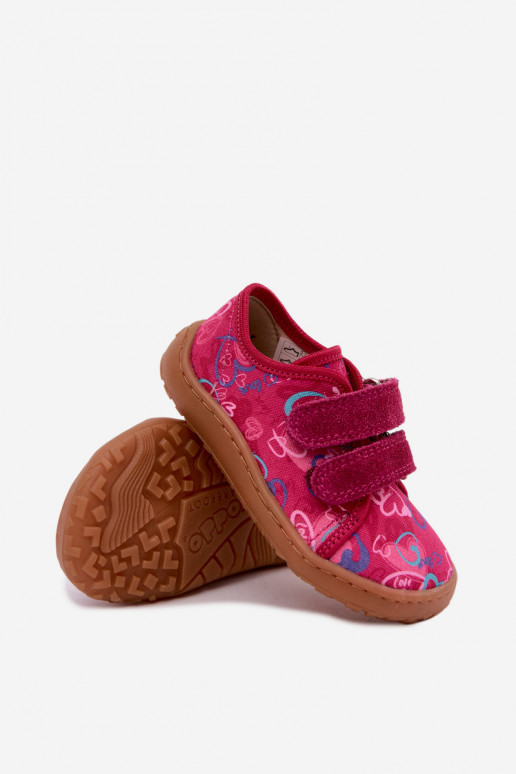 Laste Barefoot sussid südamega Froddo Canvas G1700440-24 Roosa
