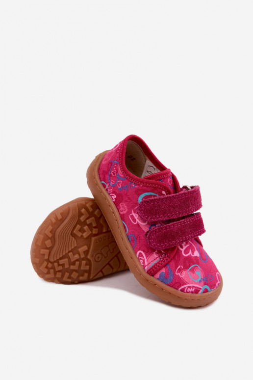 Laste Barefoot sussid südamega Froddo Canvas G1700440-24 Roosa
