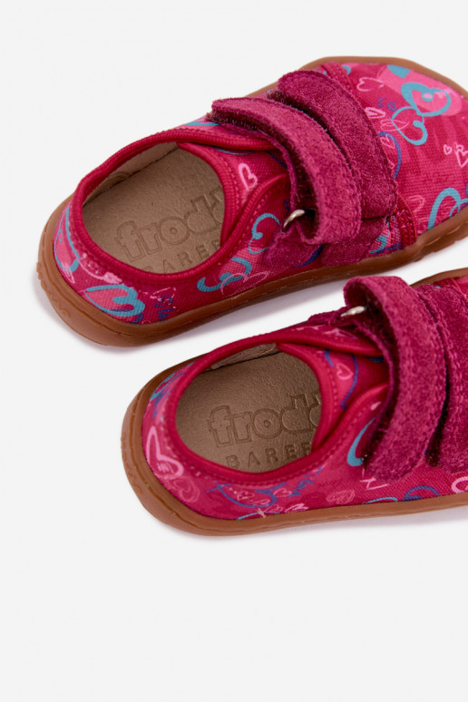 Laste Barefoot sussid südamega Froddo Canvas G1700440-24 Roosa