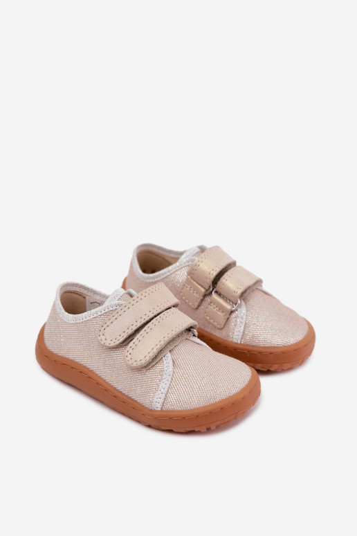Laste Barefoot sussid Froddo Canvas G1700440-1 Kuld