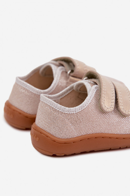 Laste Barefoot sussid Froddo Canvas G1700440-1 Kuld