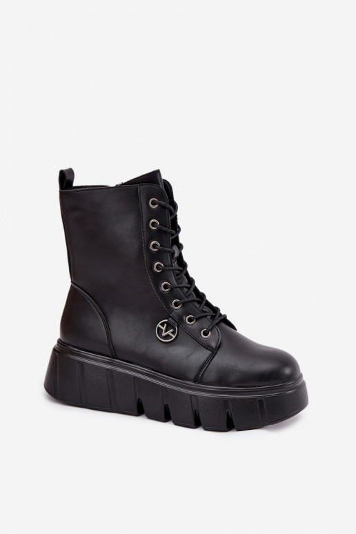 Isolatsiooniga naiste töö ankle boots platvormil Vinceza 58588 mustad