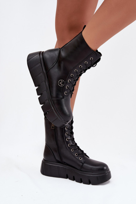 Isolatsiooniga naiste töö ankle boots platvormil Vinceza 58588 mustad