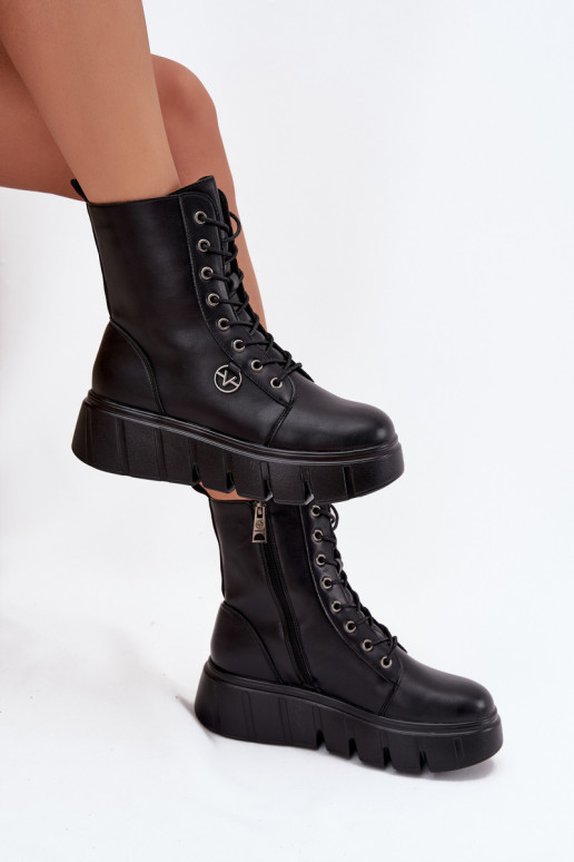 Isolatsiooniga naiste töö ankle boots platvormil Vinceza 58588 mustad