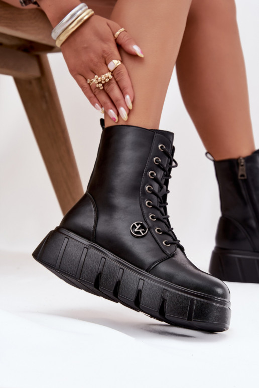 Isolatsiooniga naiste töö ankle boots platvormil Vinceza 58588 mustad