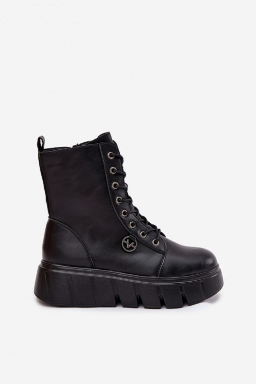 Isolatsiooniga naiste töö ankle boots platvormil Vinceza 58588 mustad