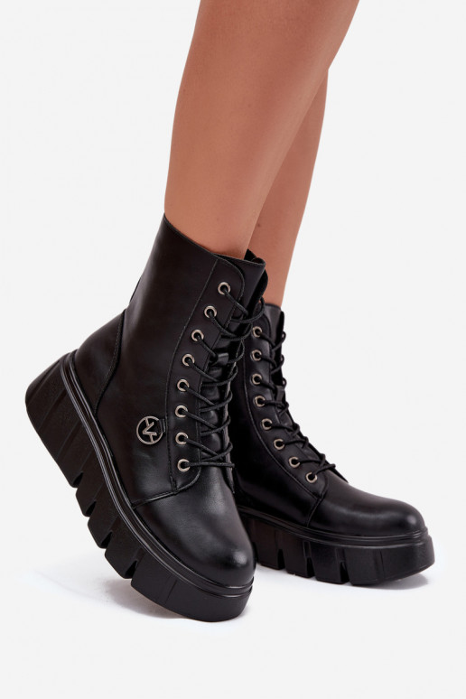 Isolatsiooniga naiste töö ankle boots platvormil Vinceza 58588 mustad