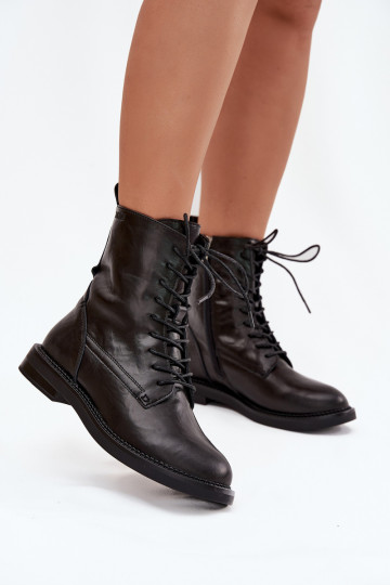 Nahast isoleeritud naiste töö ankle boots Big Star SS274480 mustad 2