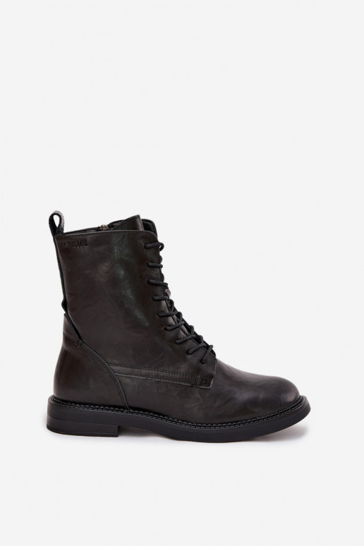 Nahast isoleeritud naiste töö ankle boots Big Star SS274480 mustad