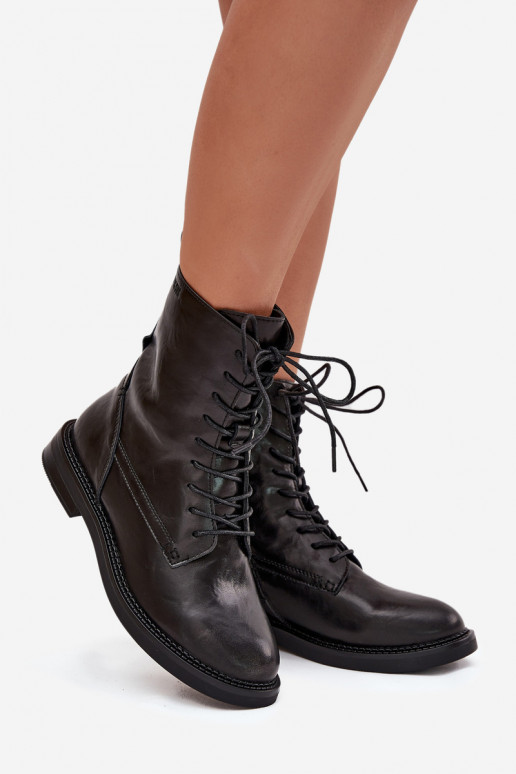 Nahast isoleeritud naiste töö ankle boots Big Star SS274480 mustad