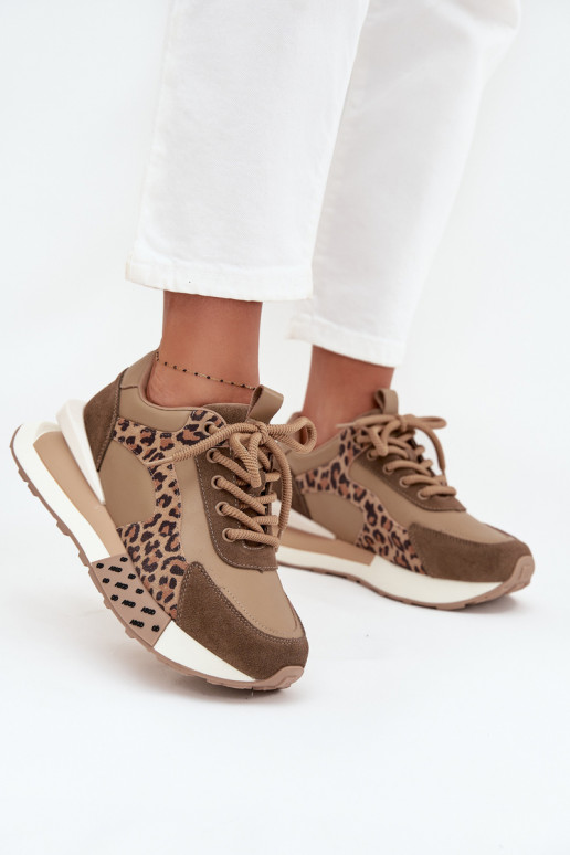 Pruunid platvormi spordijalatsid leopardimustriga kunstnahast detailidega Artiker 55C0089