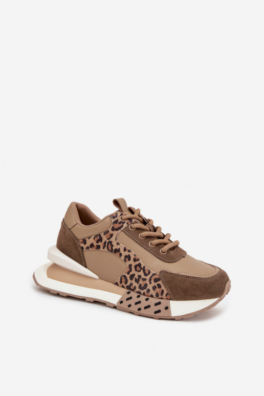 Pruunid platvormi spordijalatsid leopardimustriga kunstnahast detailidega Artiker 55C0089