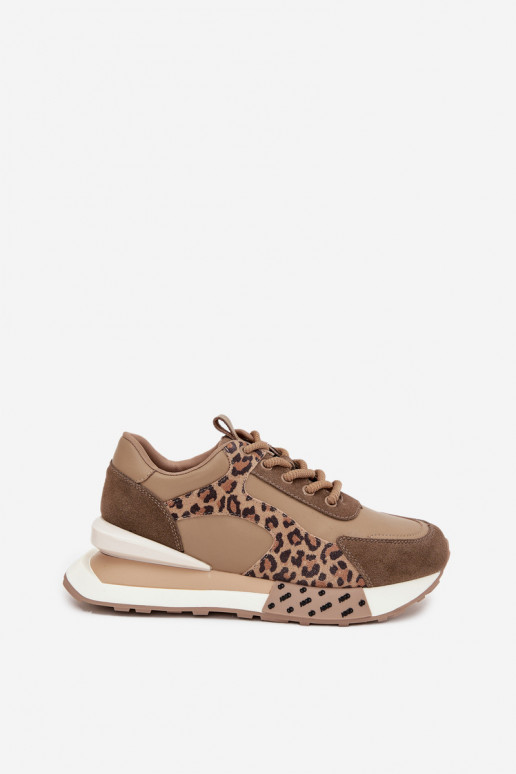 Pruunid platvormi spordijalatsid leopardimustriga kunstnahast detailidega Artiker 55C0089