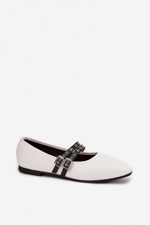 Valged ballerinad ribadega Deliora