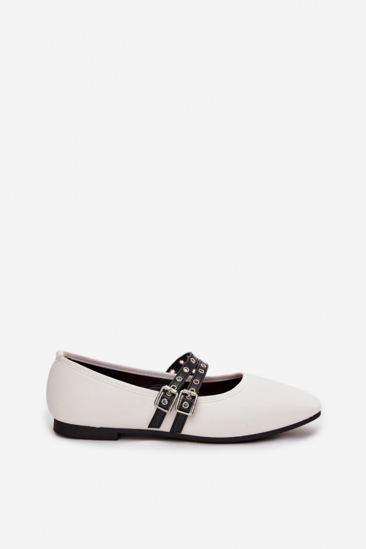 Valged ballerinad ribadega Deliora