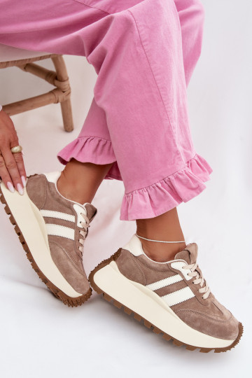 Kreemi värvi sneakerid kunstnahast platvormiga D&A GR61-5986