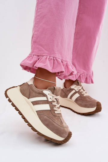 Kreemi värvi sneakerid kunstnahast platvormiga D&A GR61-5986 2