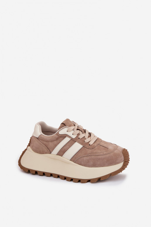 Kreemi värvi sneakerid kunstnahast platvormiga D&A GR61-5986