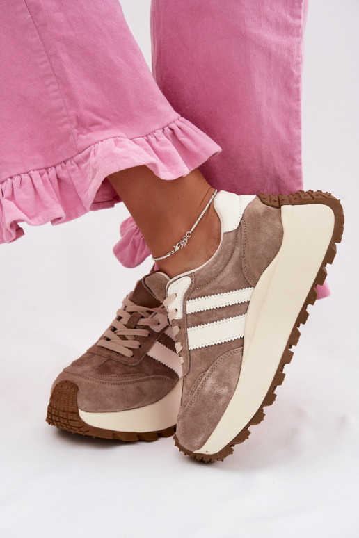 Kreemi värvi sneakerid kunstnahast platvormiga D&A GR61-5986