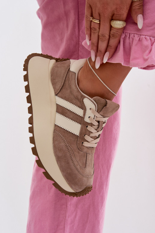 Kreemi värvi sneakerid kunstnahast platvormiga D&A GR61-5986