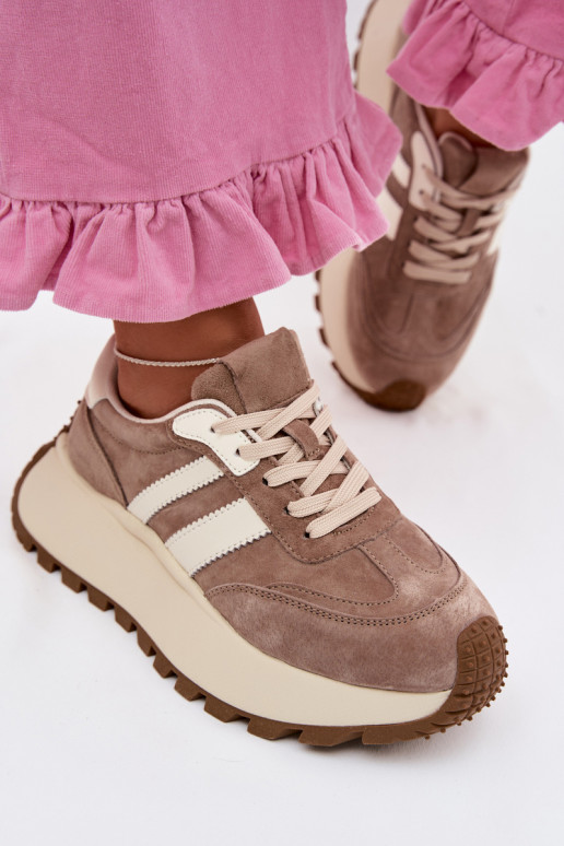 Kreemi värvi sneakerid kunstnahast platvormiga D&A GR61-5986