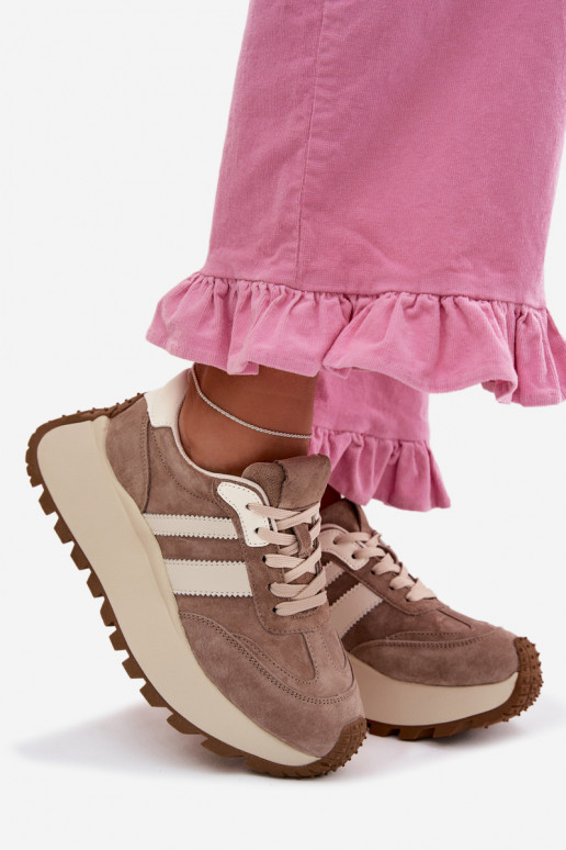 Kreemi värvi sneakerid kunstnahast platvormiga D&A GR61-5986
