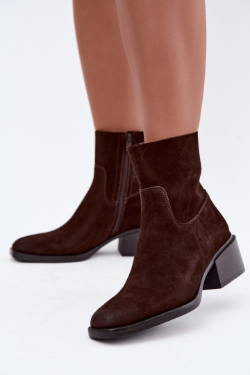 Naiste ankle boots kunstsuede'ist kontsadega šokolaadi värvi Iveris 2