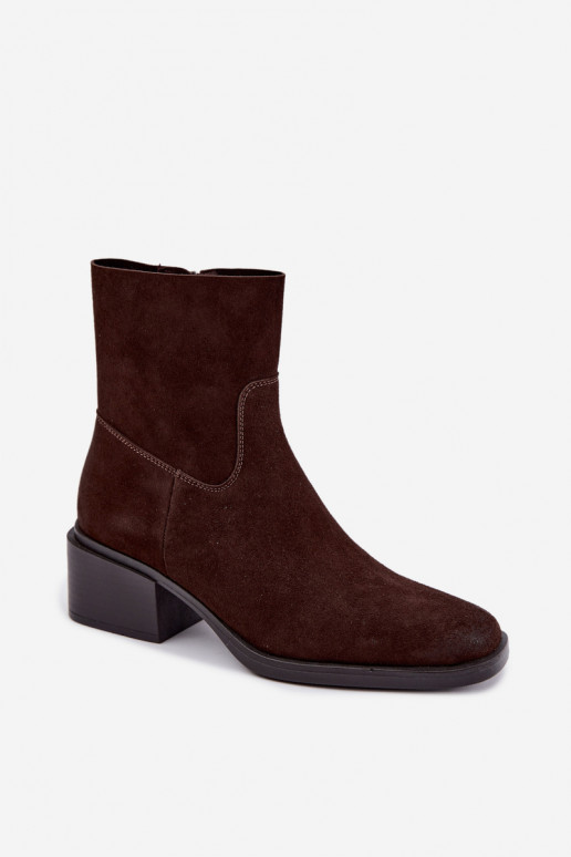 Naiste ankle boots kunstsuede'ist kontsadega šokolaadi värvi Iveris