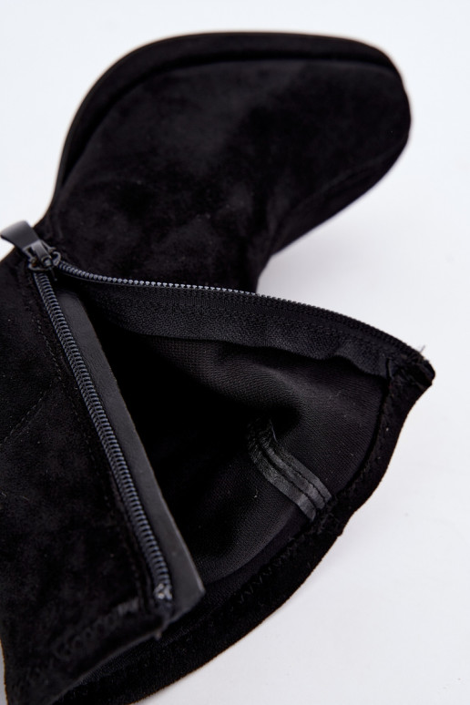 Naiste ankle boots kunstsuede'ist kontsadega musta värvi Karvella